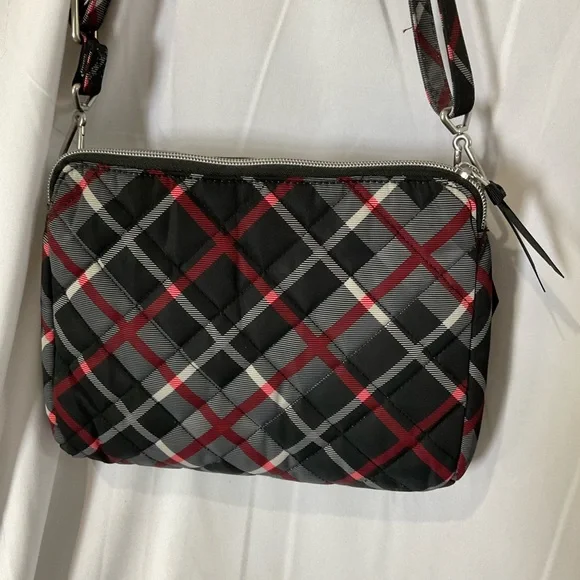 Vera Bradley Women’s Black/Red/Gray/White Plaid Crossbody Purse - Picture 3 of 12